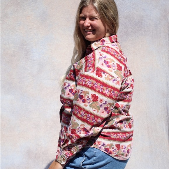 Pink Floral Button Up Shirt - Picture 6 of 9